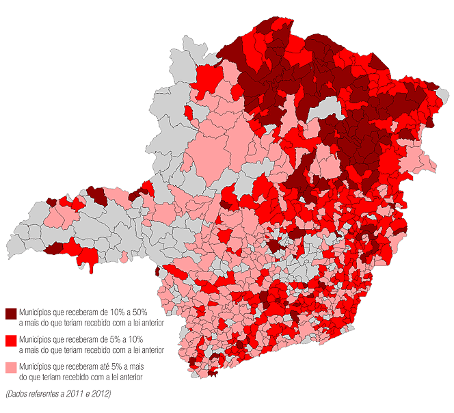Distribuição espacial comparativa entre a Lei Robin Hood (Lei 13.803, de 2000) e a Lei do ICMS Solidário (Lei 18.030, de 2009)